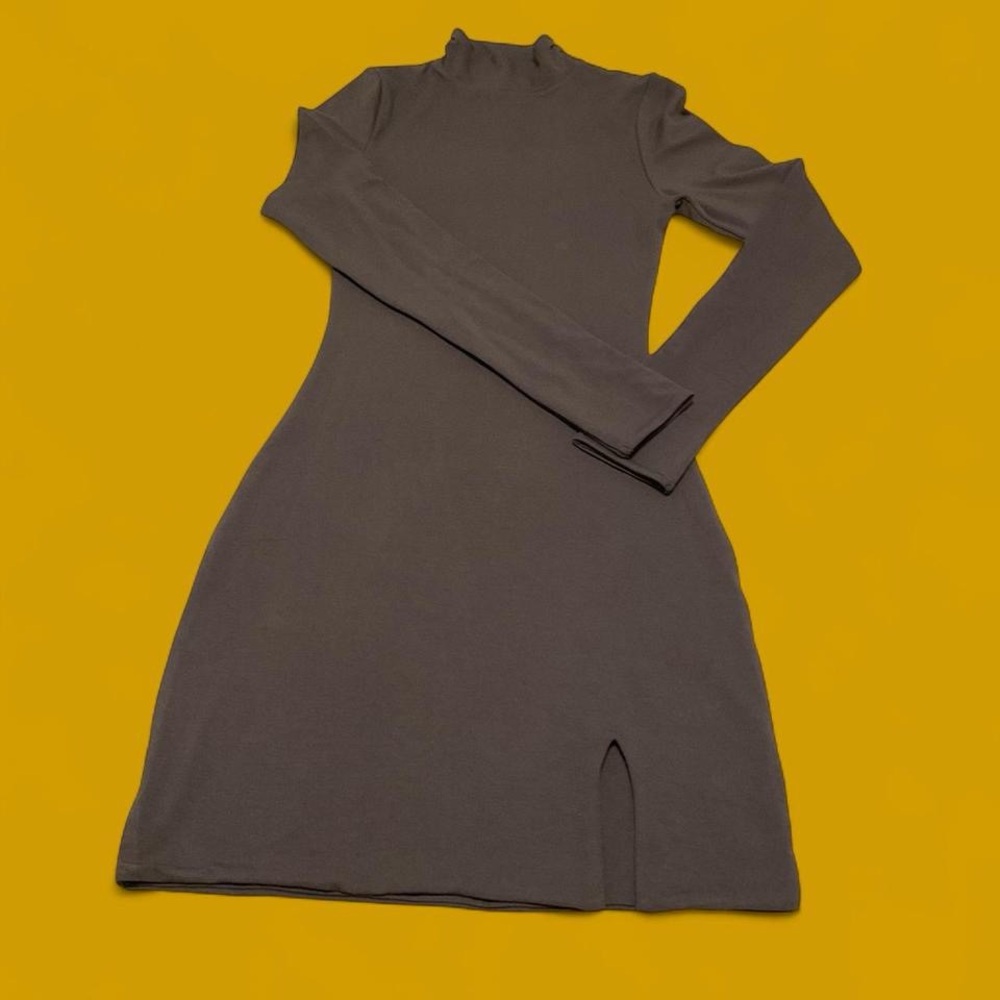 Oh Polly Long Sleeve Mini Dress in Brown